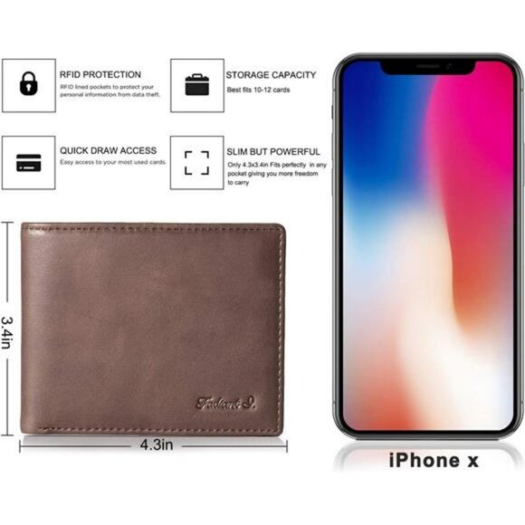 Slim Wallet for Men -Thin Bifold Genuine Leather RFID Blocking Minimalist Wallet - Picture 3 of 7